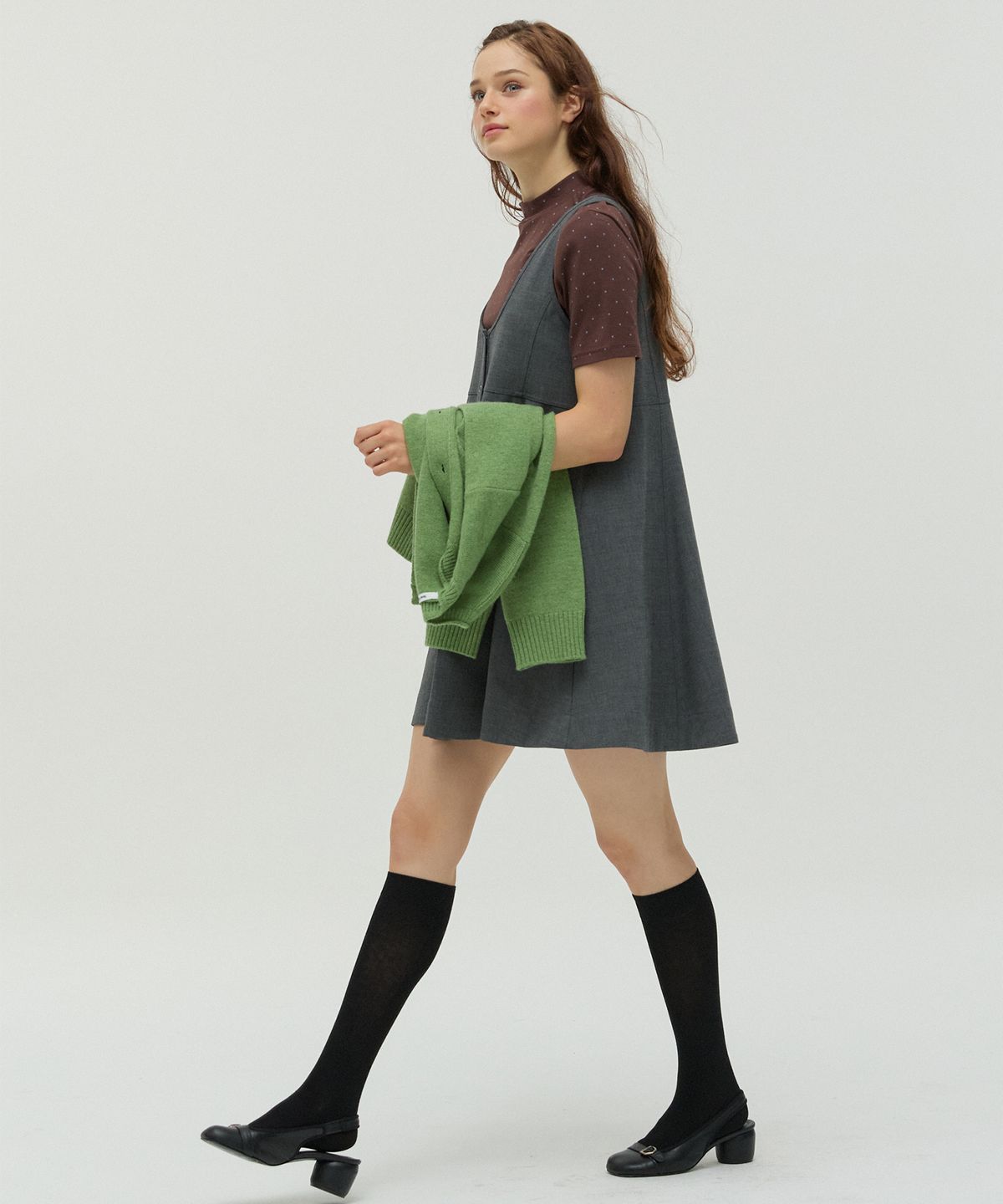 뉴루키(NEW LOOKY) Layered Flare Dress _Charcoal grey