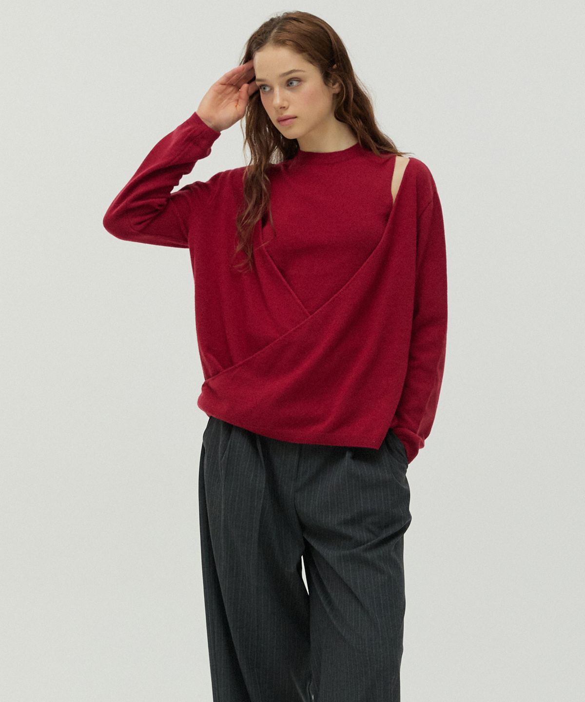 뉴루키(NEW LOOKY) Layered knit set_Red