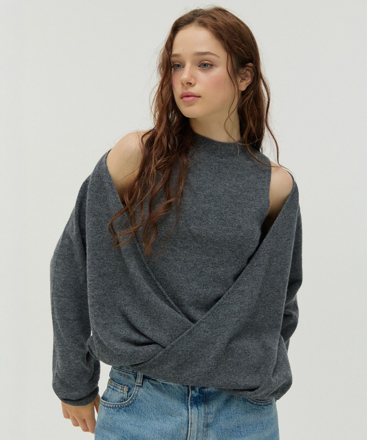 뉴루키(NEW LOOKY) Layered knit set _Charcoal grey
