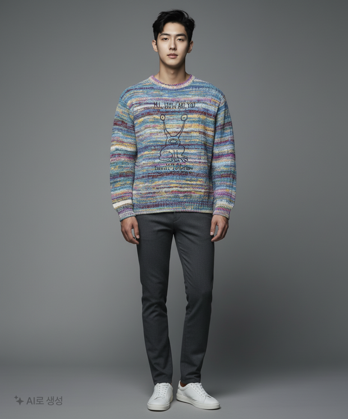 디스이즈네버댓(THISISNEVERTHAT) TNT Daniel Johnston Frog Knit Sweater Blue M