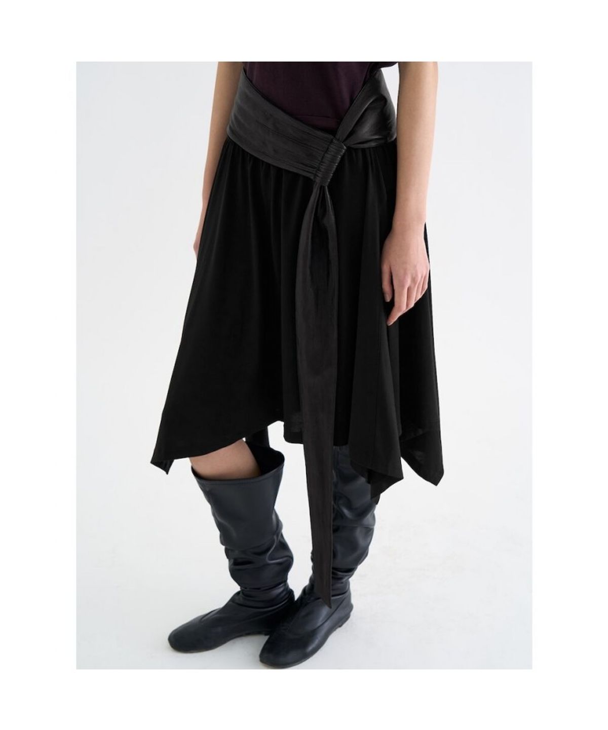 앙개(ANGGAE) Faux Leather  Belt  Black