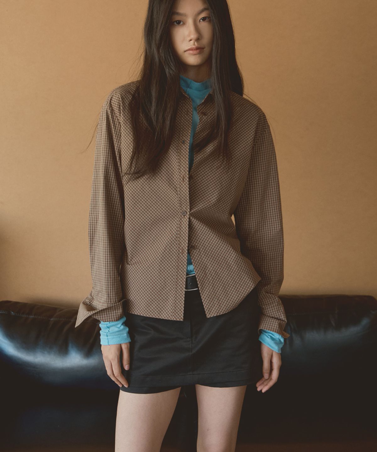 시그레이트(SIGREAT) BIAS CHECK STRAP SHIRT_BROWN