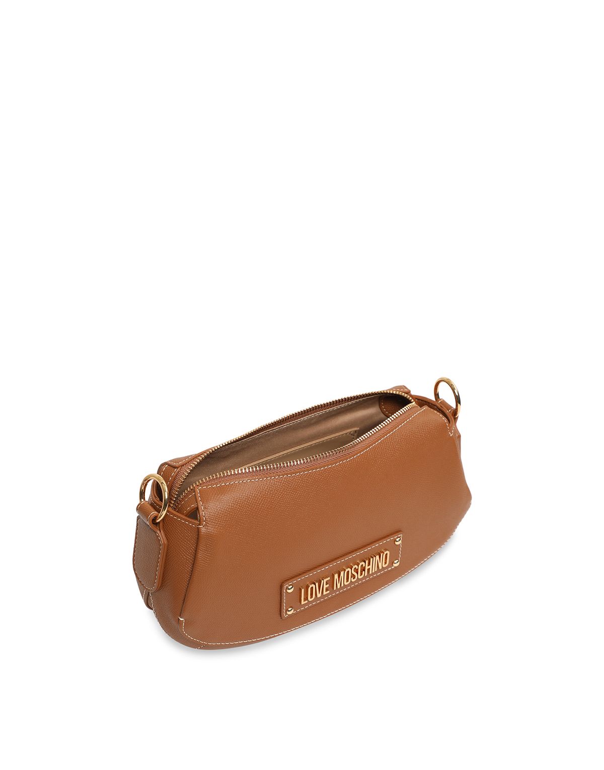 러브 모스키노(LOVE MOSCHINO) [온라인 단독] 플라크 로고 레더 숄더백 Brown
