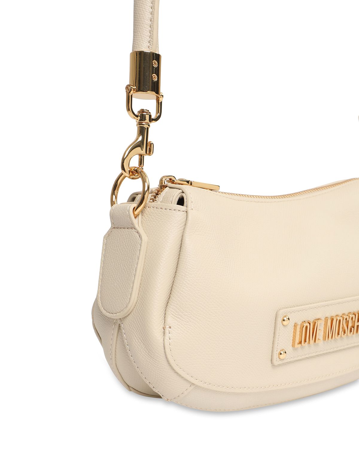 러브 모스키노(LOVE MOSCHINO) [온라인 단독] 플라크 로고 레더 숄더백 Ivory