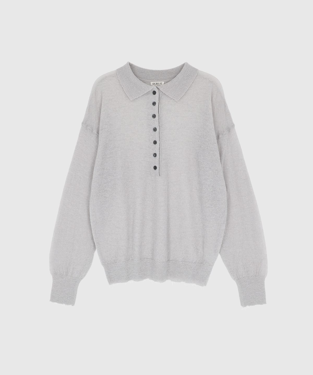 시그레이트(SIGREAT) ALPACA SHEER COLLAR KNIT_GREY