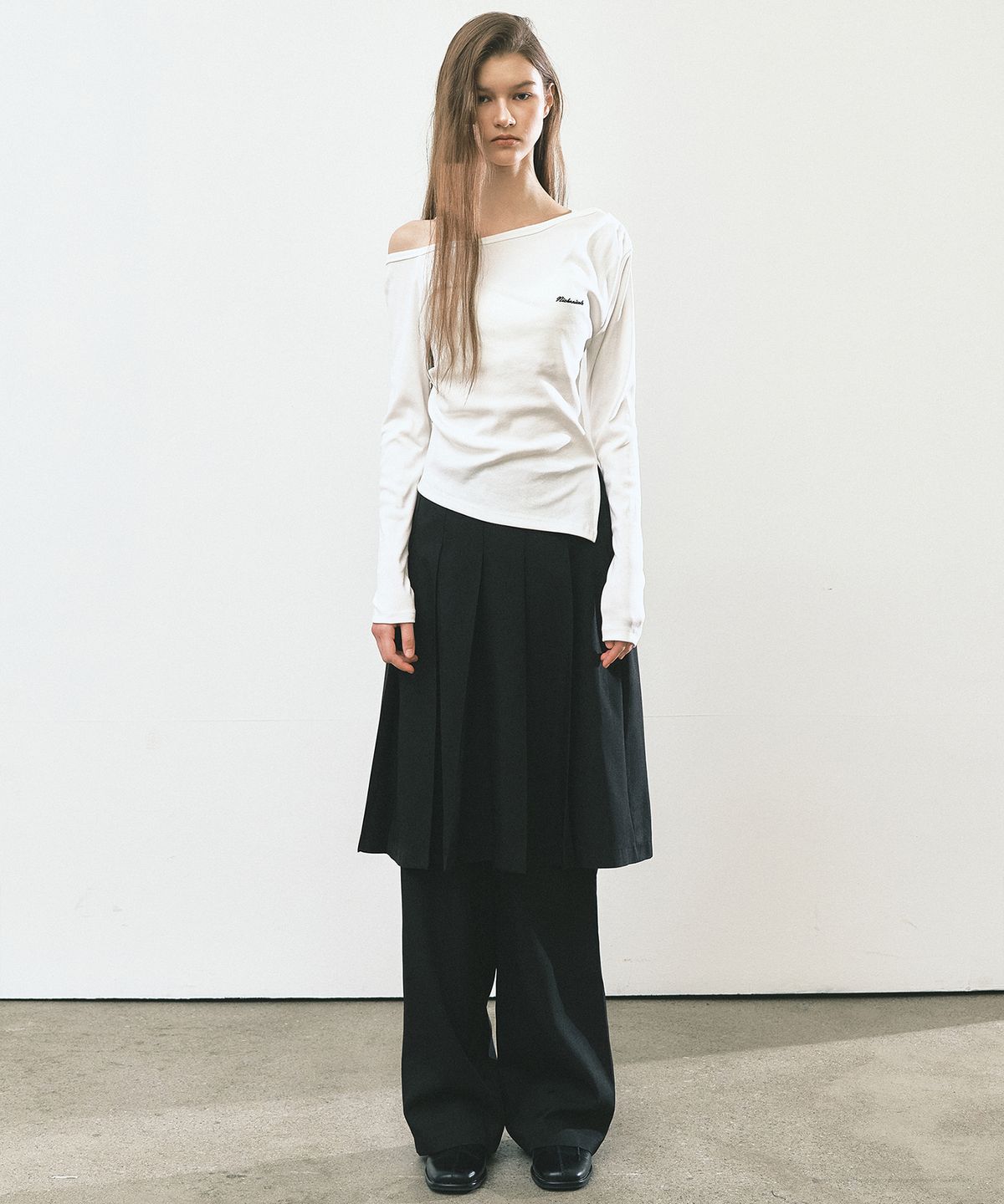 닉앤니콜(NICK&NICOLE) PLEATED LAYERED SKIRT PANTS_BLACK