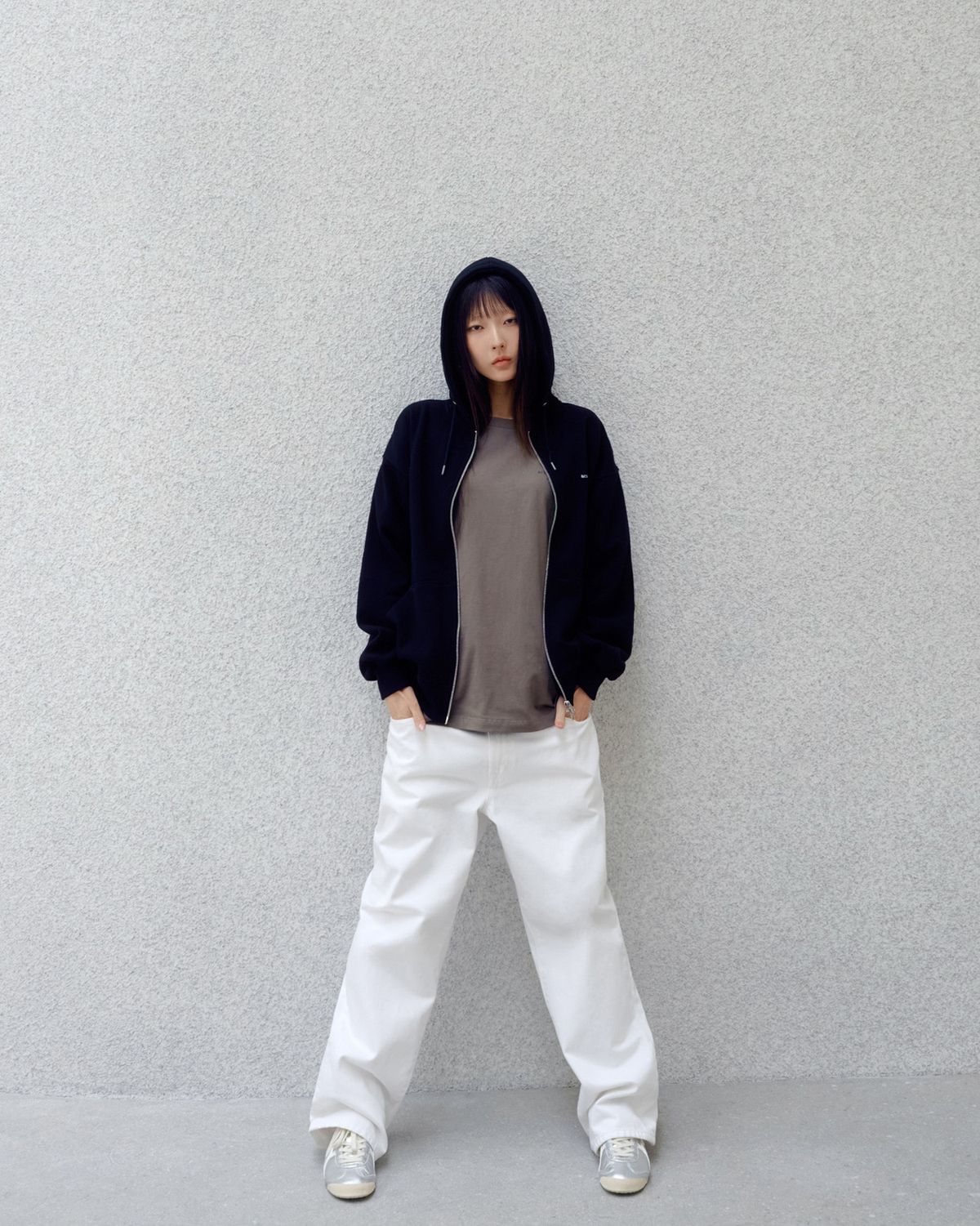 아크메드라비(ACME DE LA VIE) NOISY EMBO BASIC LOGO NAPPING HOODIE ZIP UP