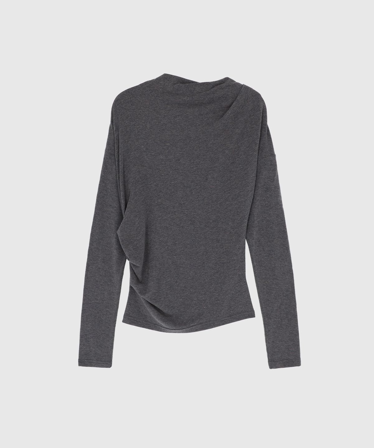 시그레이트(SIGREAT) DRAPE SHIRRING LONG-SLEEVE TEE_GREY