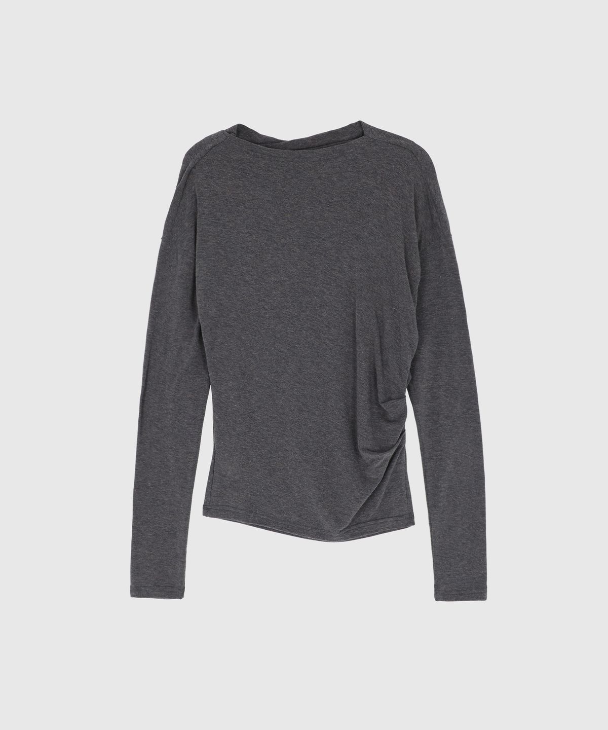 시그레이트(SIGREAT) DRAPE SHIRRING LONG-SLEEVE TEE_GREY