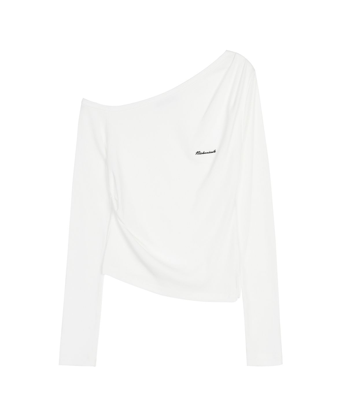 닉앤니콜(NICK&NICOLE) DIAGONAL OFF SHOULDER TOP_IVORY