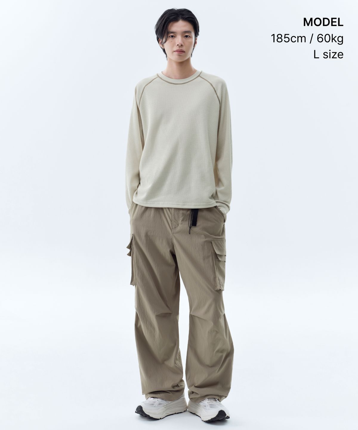 무신사 스탠다드(MUSINSA STANDARD) [시티 레저] 와플 긴소매 티셔츠 [스톤 화이트]