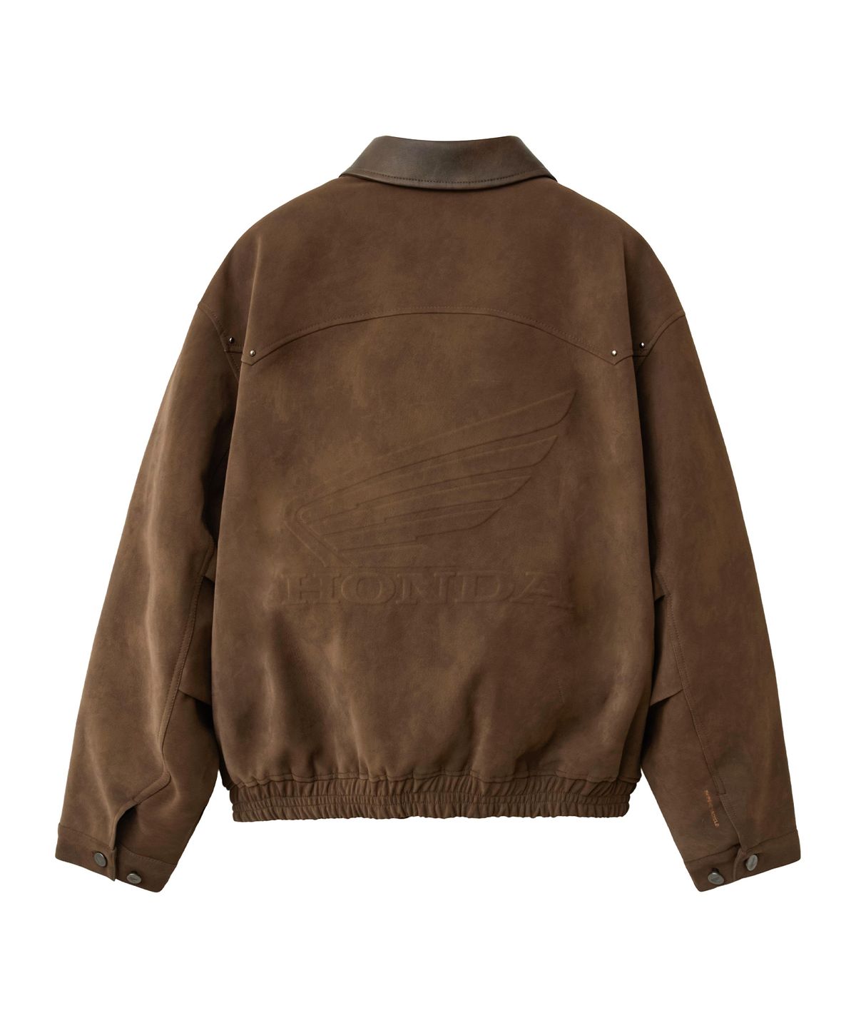 핍스 모터사이클(PHYPS MOTORCYCLE) Suede Leather Collar Studded Jacket Brown