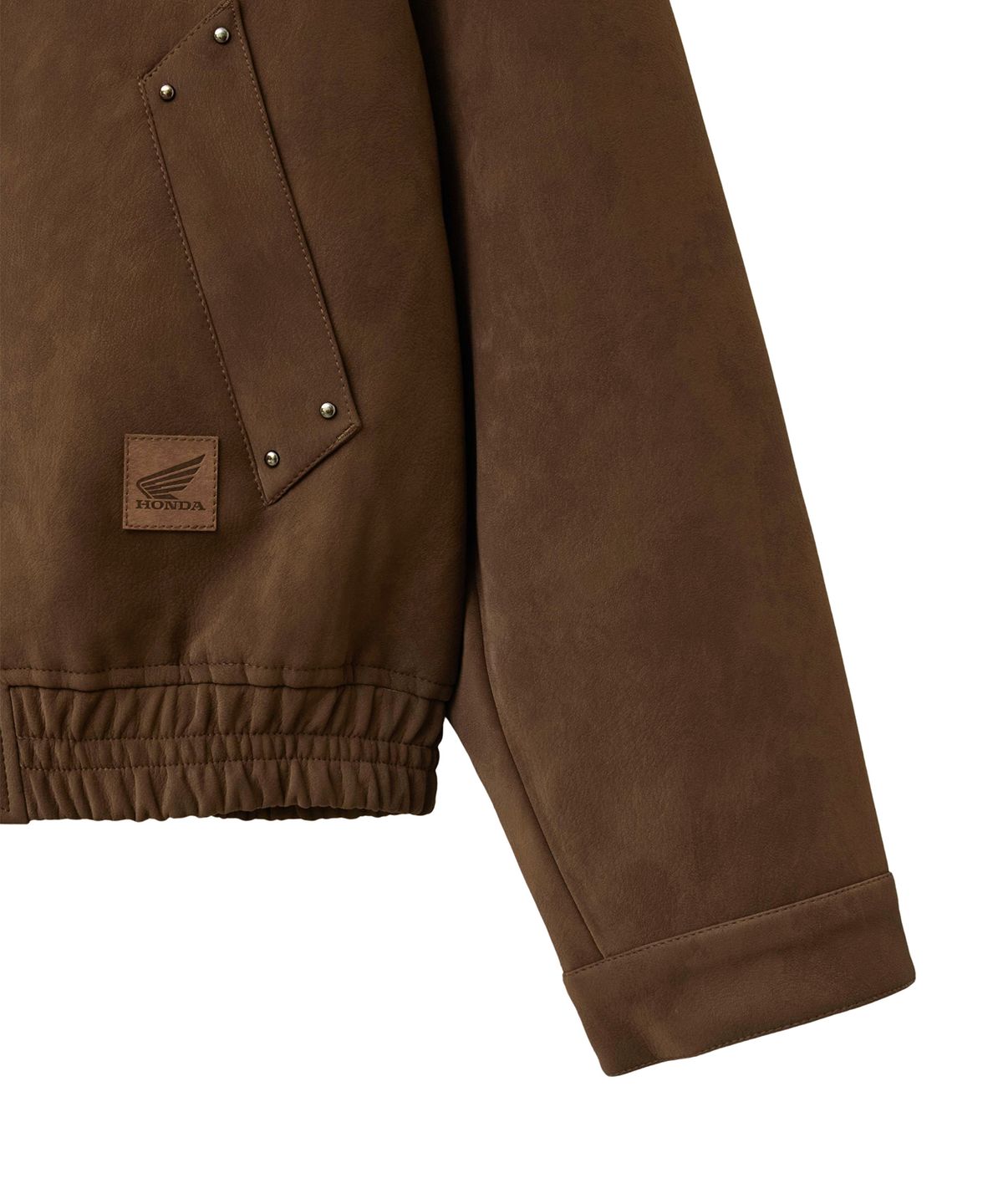 핍스 모터사이클(PHYPS MOTORCYCLE) Suede Leather Collar Studded Jacket Brown