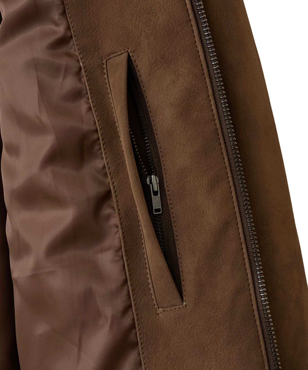 핍스 모터사이클(PHYPS MOTORCYCLE) Suede Leather Collar Studded Jacket Brown