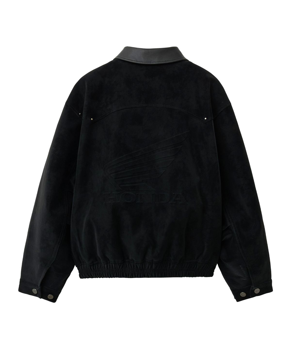 핍스 모터사이클(PHYPS MOTORCYCLE) Suede Leather Collar Studded Jacket Black