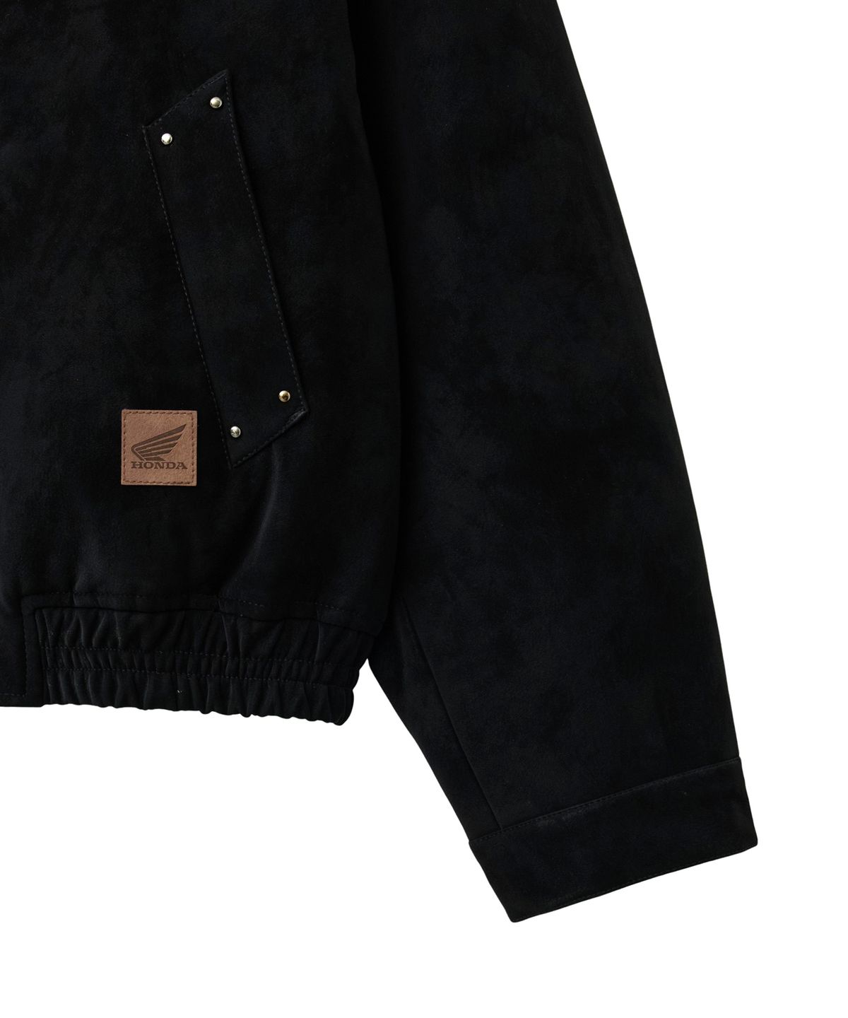 핍스 모터사이클(PHYPS MOTORCYCLE) Suede Leather Collar Studded Jacket Black