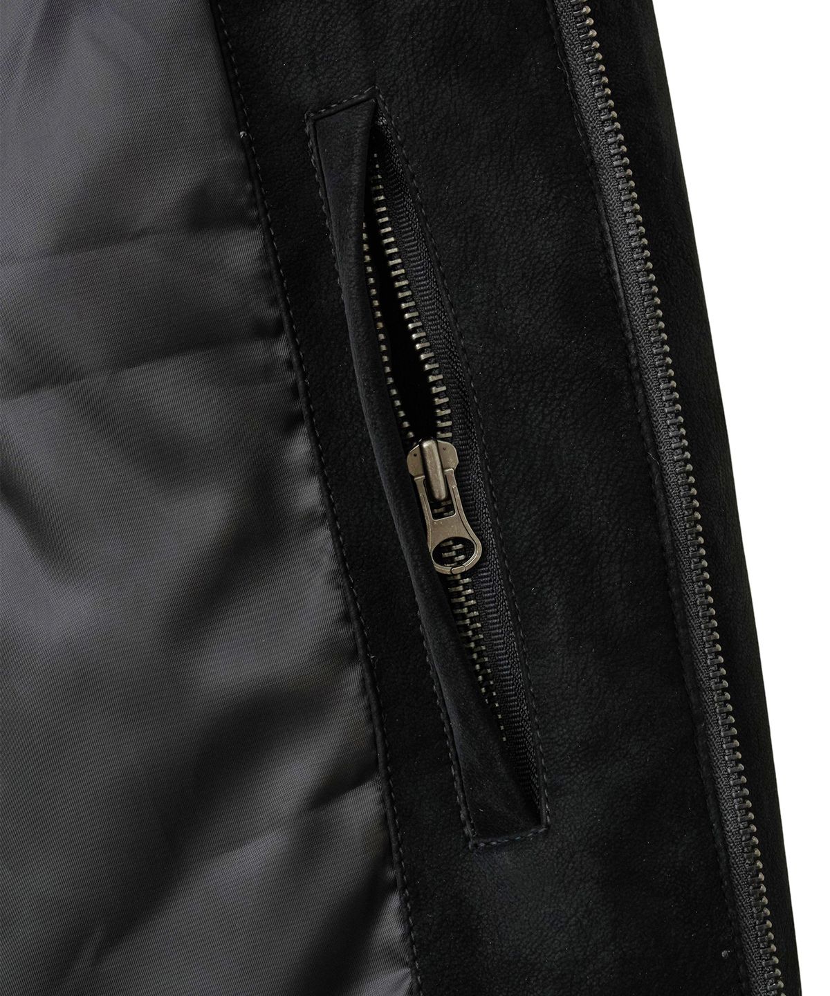 핍스 모터사이클(PHYPS MOTORCYCLE) Suede Leather Collar Studded Jacket Black