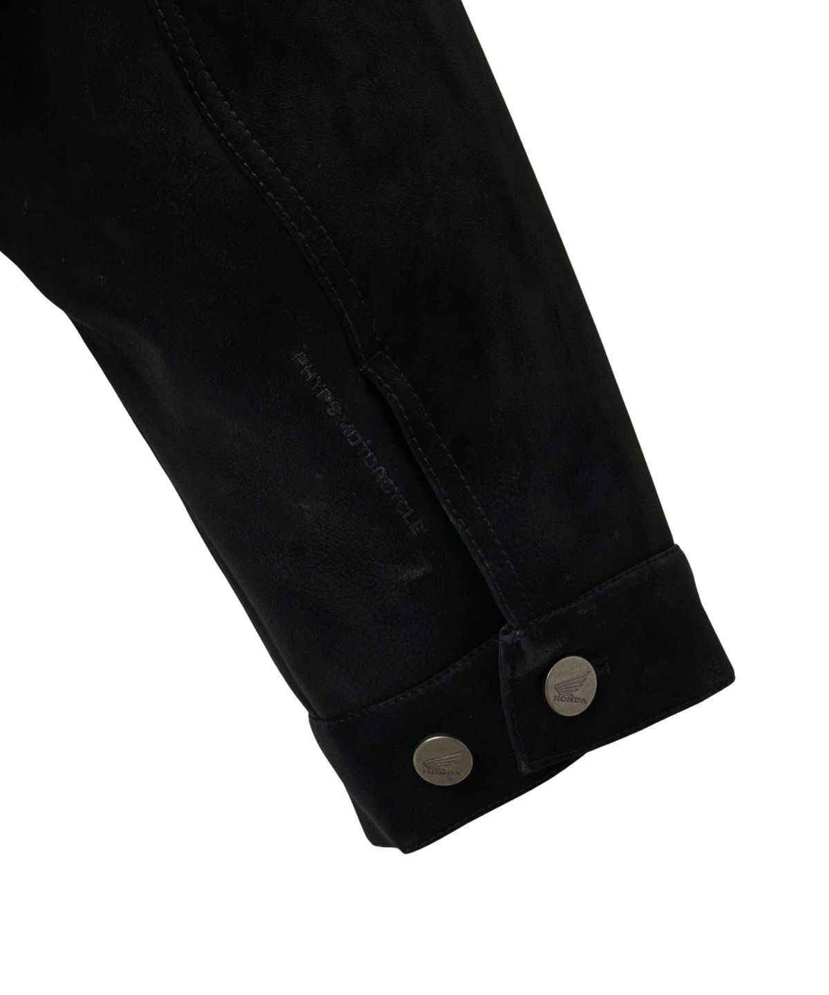 핍스 모터사이클(PHYPS MOTORCYCLE) Suede Leather Collar Studded Jacket Black