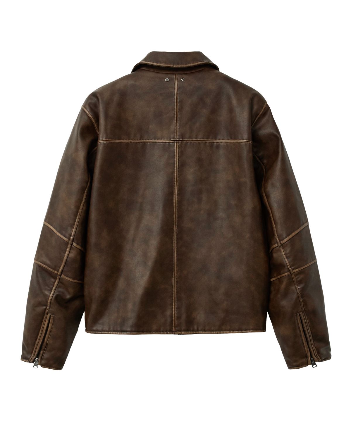 핍스 모터사이클(PHYPS MOTORCYCLE) Aging Washed Leather Single Rider Jacket Brown