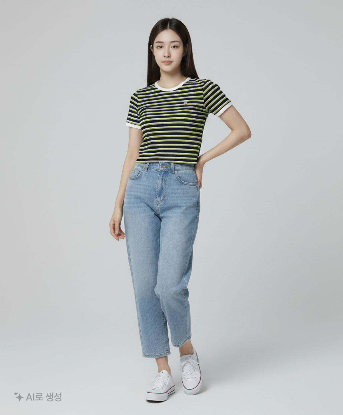 스파오(SPAO) 멀티 스트라이프 크롭 반팔 티셔츠 SPRSA25G31 S