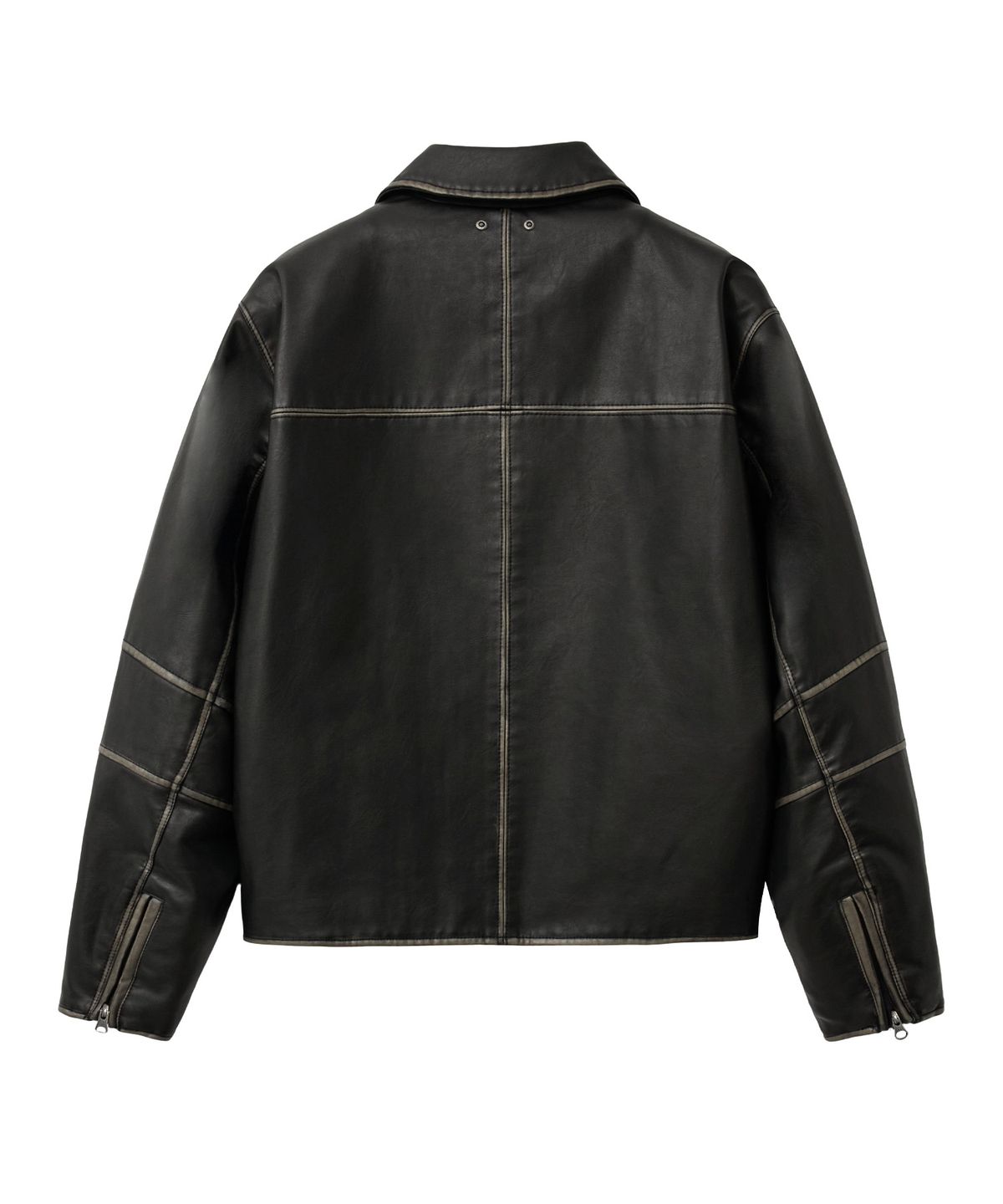 핍스 모터사이클(PHYPS MOTORCYCLE) Aging Washed Leather Single Rider Jacket Black