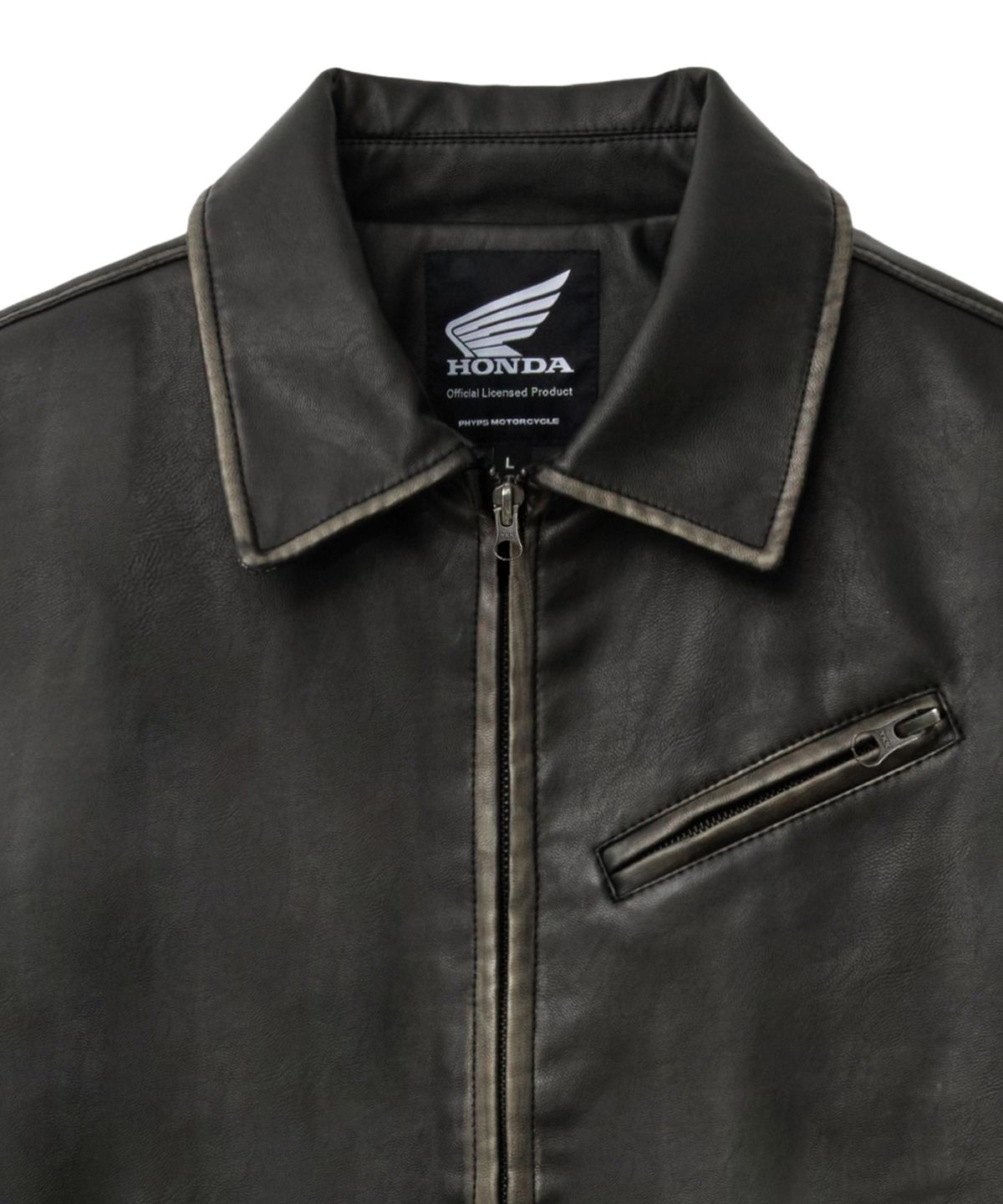 핍스 모터사이클(PHYPS MOTORCYCLE) Aging Washed Leather Single Rider Jacket Black