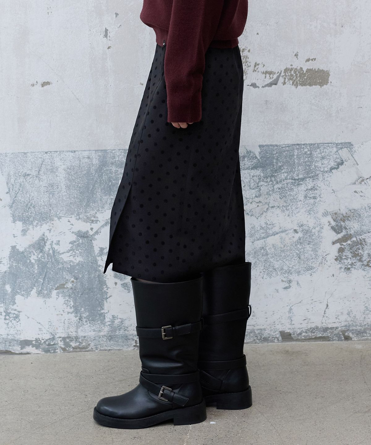 레이브(RAIVE) Dot Slit Detail Skirt VW6AS981_2color