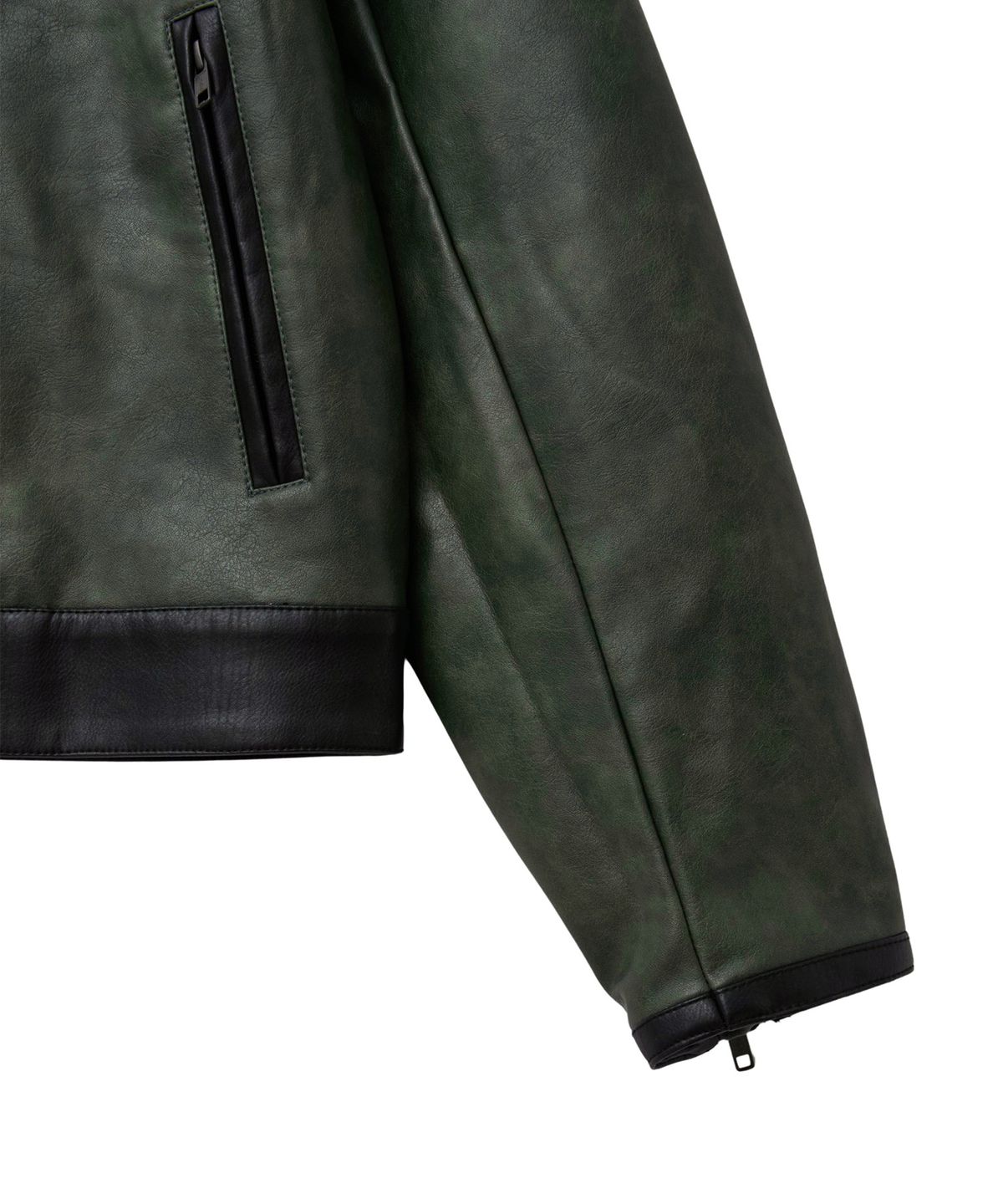 핍스 모터사이클(PHYPS MOTORCYCLE) Racing Color Block Leather Jacket Green