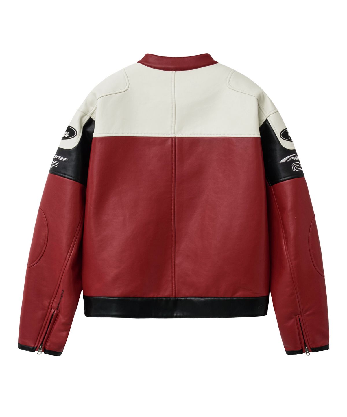 핍스 모터사이클(PHYPS MOTORCYCLE) Racing Color Block Leather Jacket Red