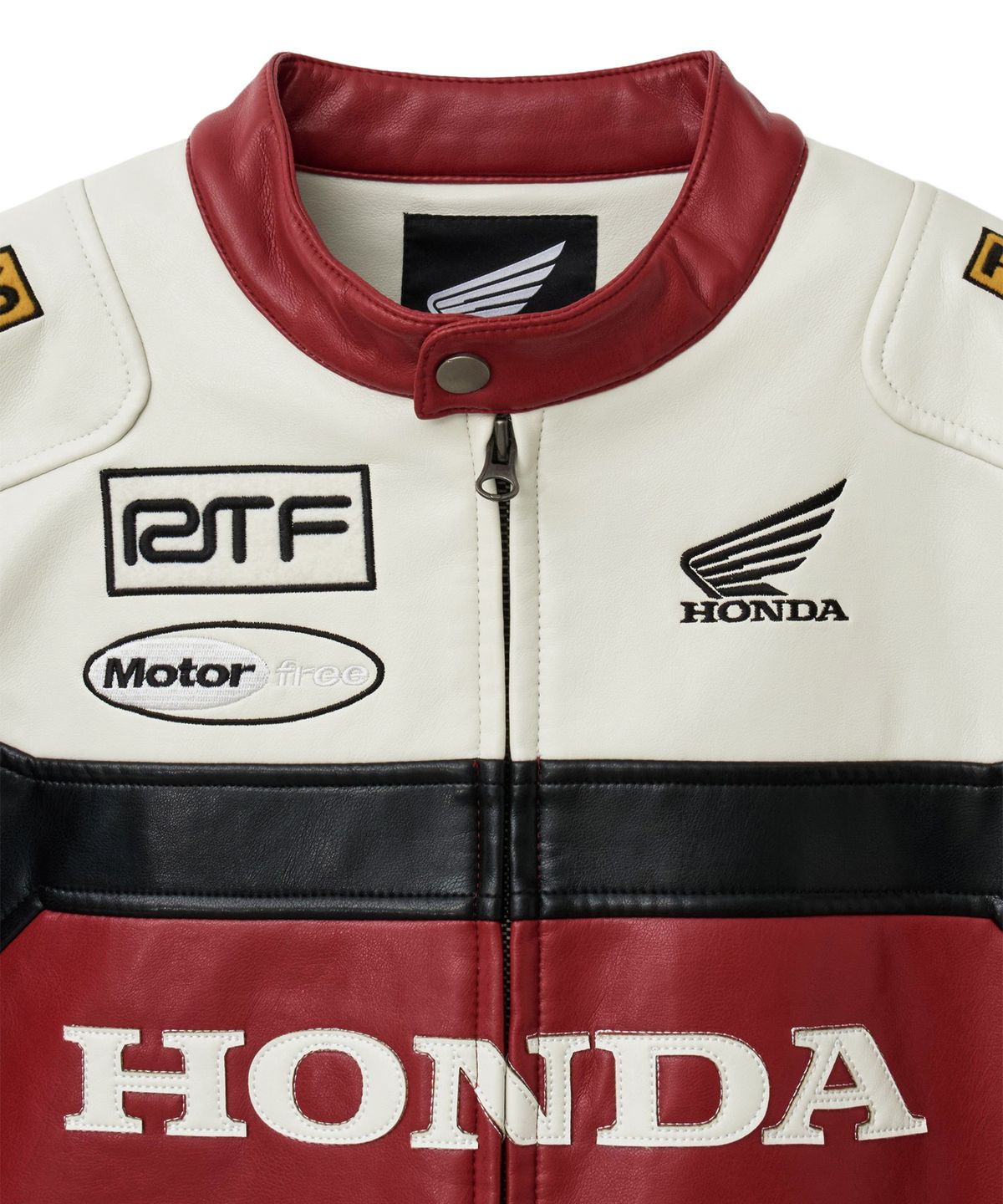 핍스 모터사이클(PHYPS MOTORCYCLE) Racing Color Block Leather Jacket Red