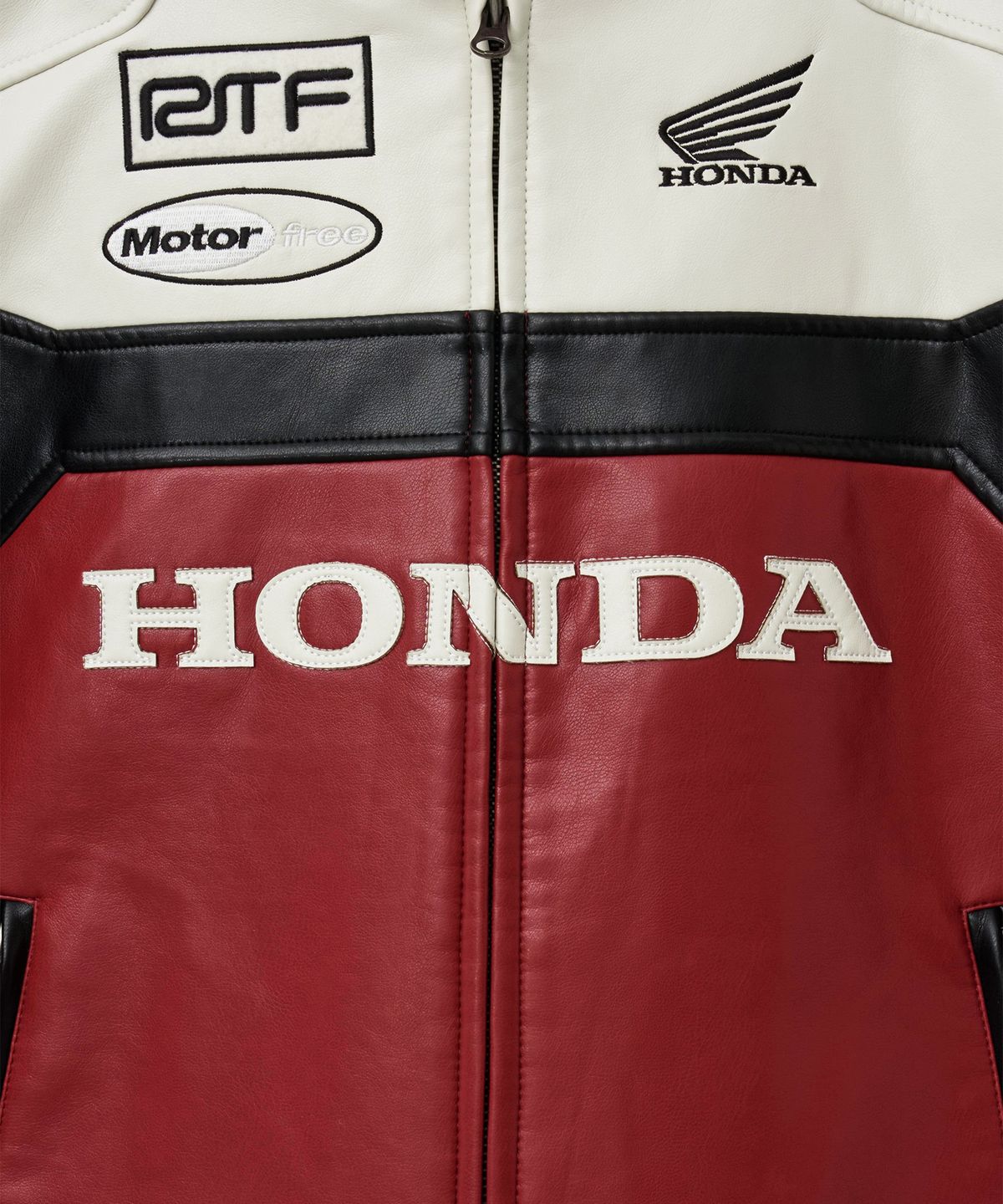 핍스 모터사이클(PHYPS MOTORCYCLE) Racing Color Block Leather Jacket Red