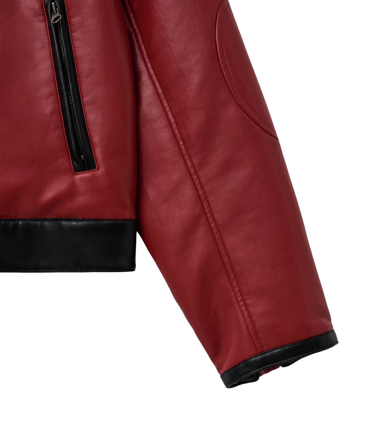 핍스 모터사이클(PHYPS MOTORCYCLE) Racing Color Block Leather Jacket Red