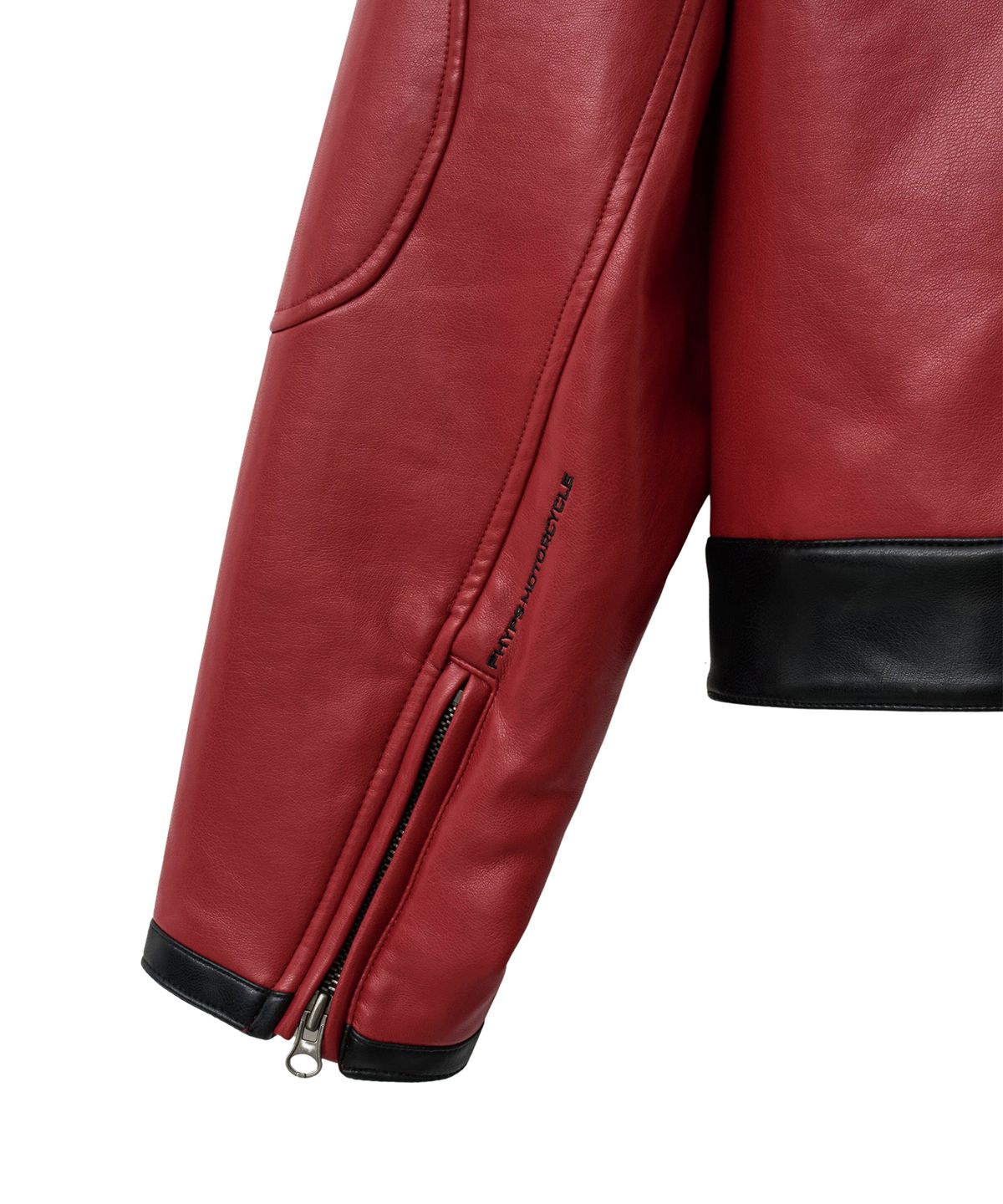 핍스 모터사이클(PHYPS MOTORCYCLE) Racing Color Block Leather Jacket Red