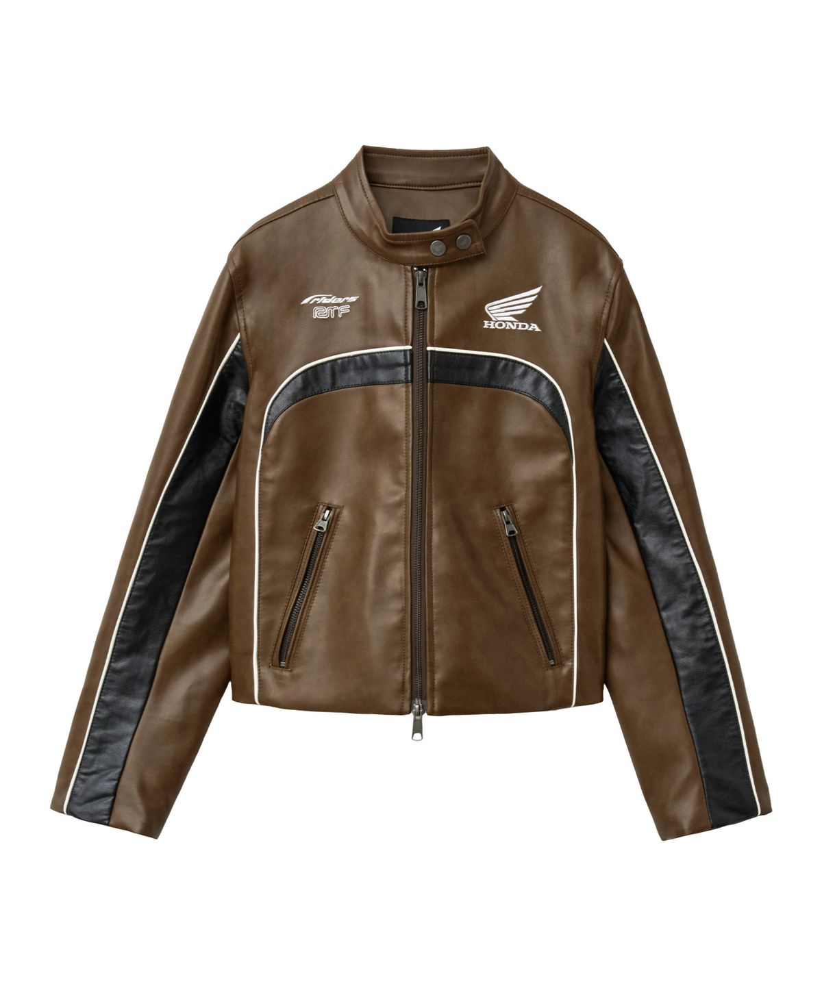 핍스 모터사이클(PHYPS MOTORCYCLE) Women Motorcycle Piping Slim Fit Leather Jacket Brown