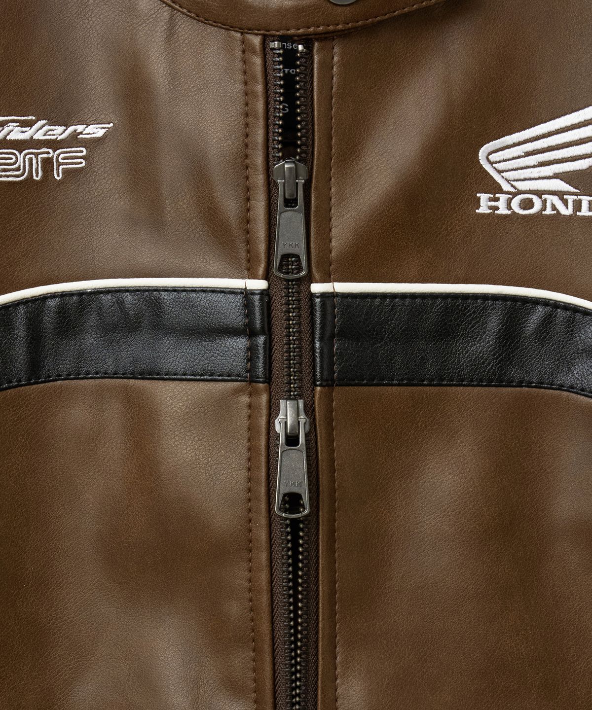 핍스 모터사이클(PHYPS MOTORCYCLE) Women Motorcycle Piping Slim Fit Leather Jacket Brown