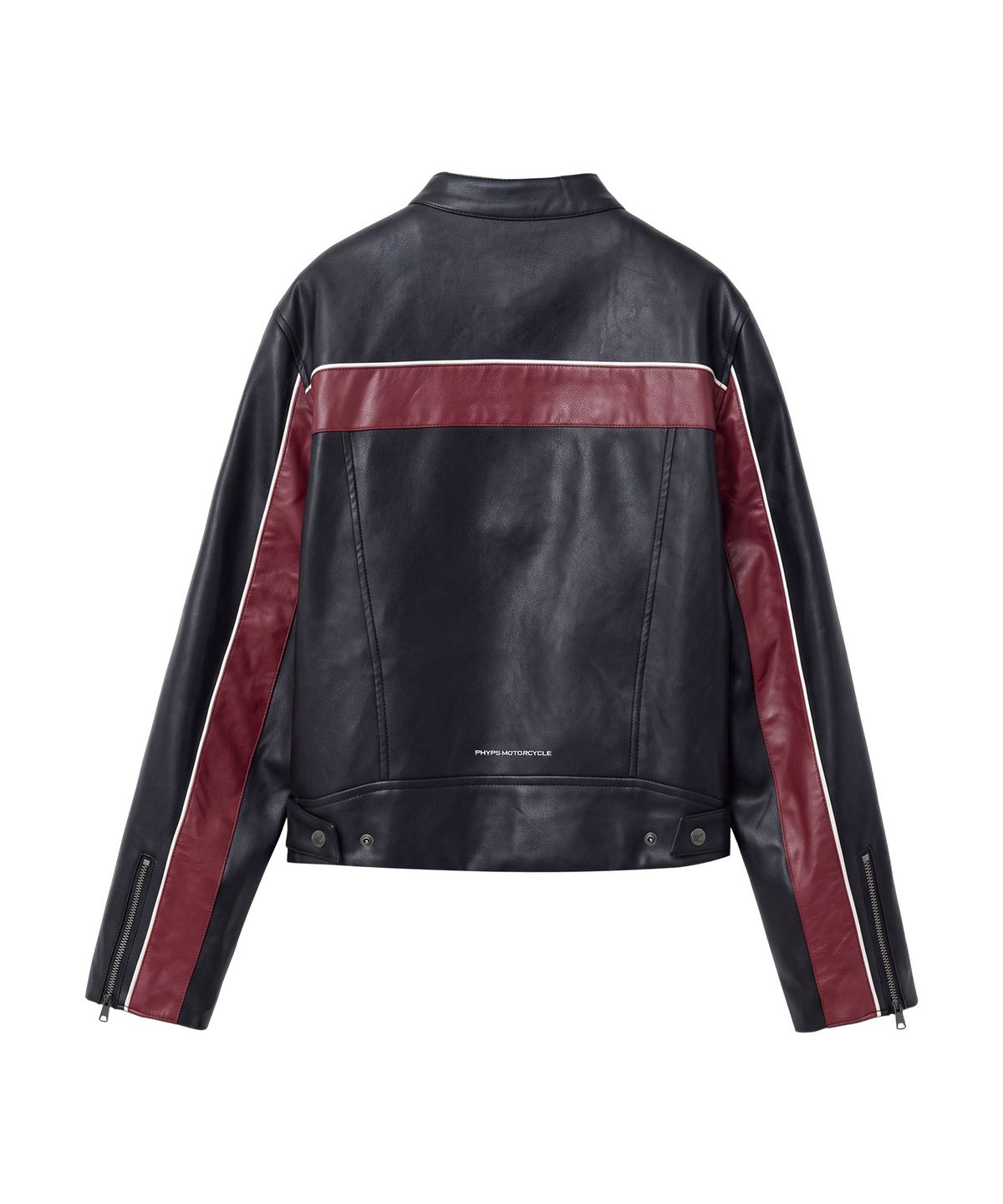 핍스 모터사이클(PHYPS MOTORCYCLE) Women Motorcycle Piping Slim Fit Leather Jacket Black