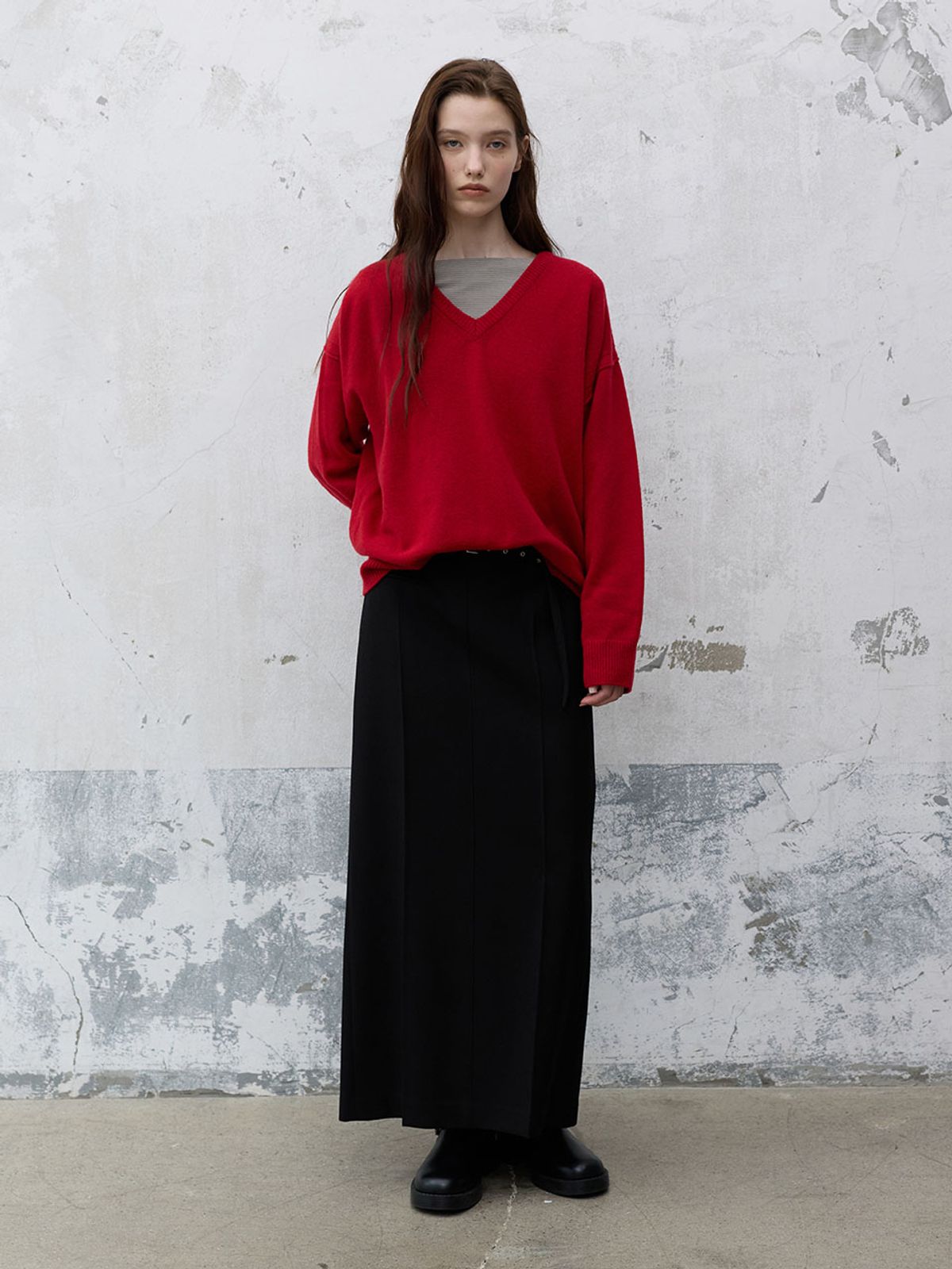 레이브(RAIVE) Belted H-line Long Skirt VW6AS984_2color