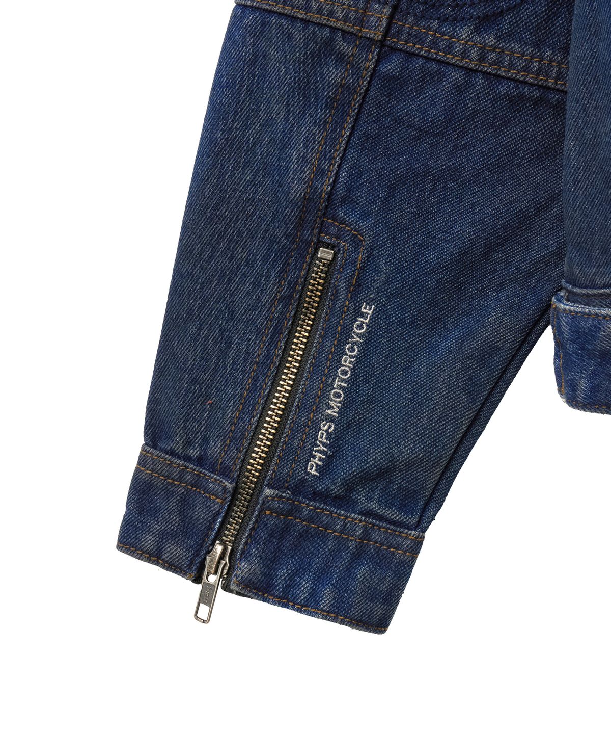 핍스 모터사이클(PHYPS MOTORCYCLE) Biker Denim Trucker Zip-Up Jacket Navy