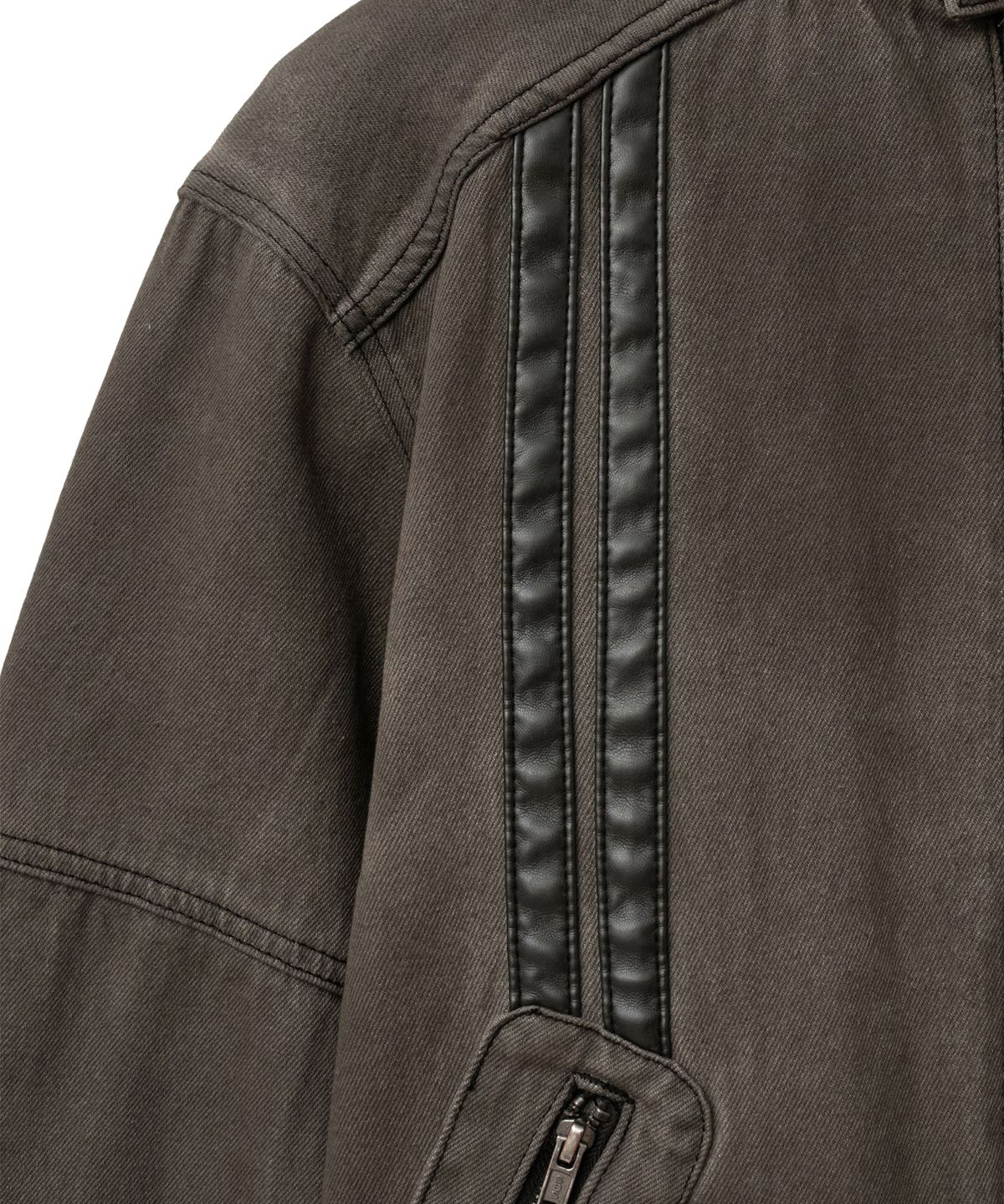 핍스 모터사이클(PHYPS MOTORCYCLE) Biker Denim Trucker Zip-Up Jacket Gray