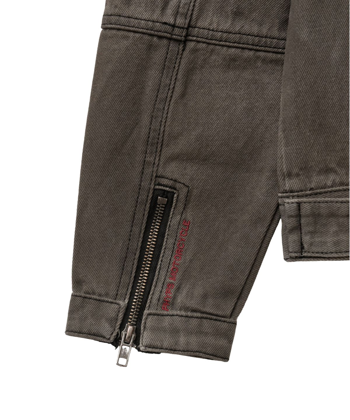핍스 모터사이클(PHYPS MOTORCYCLE) Biker Denim Trucker Zip-Up Jacket Gray