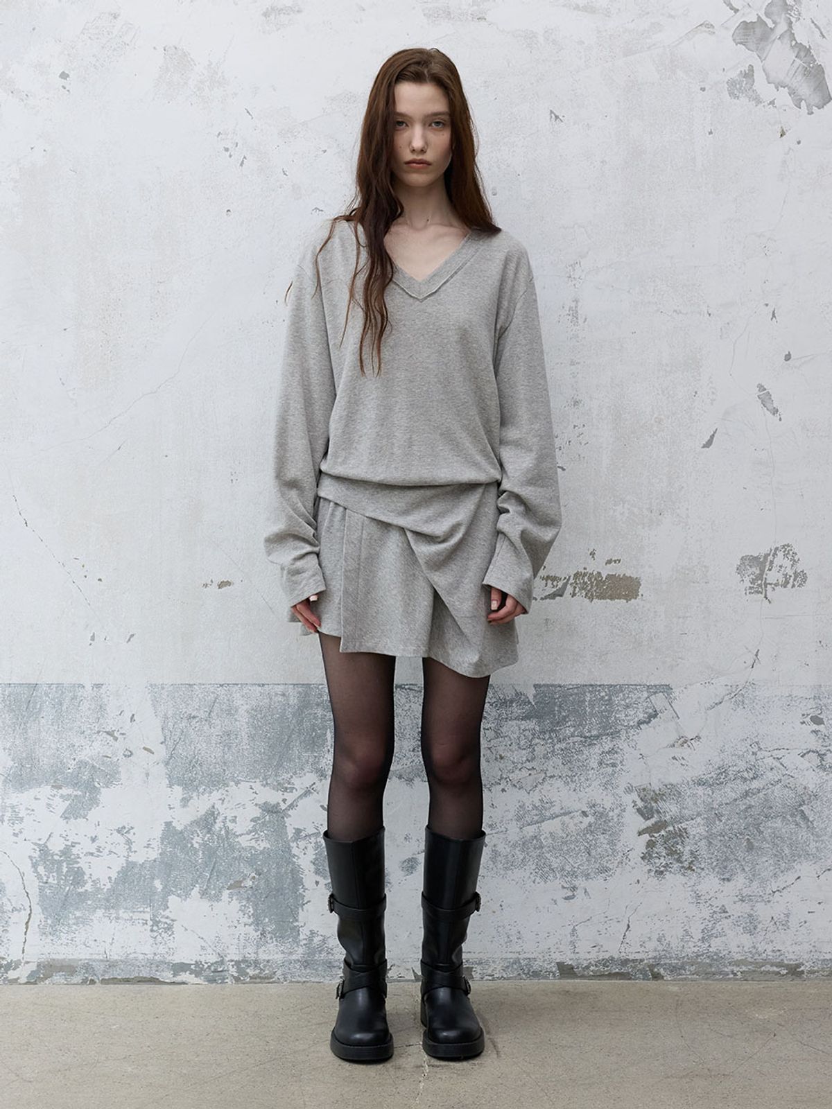 레이브(RAIVE) V-neck Loose Fit Jersey Dress VW6AO921_2color