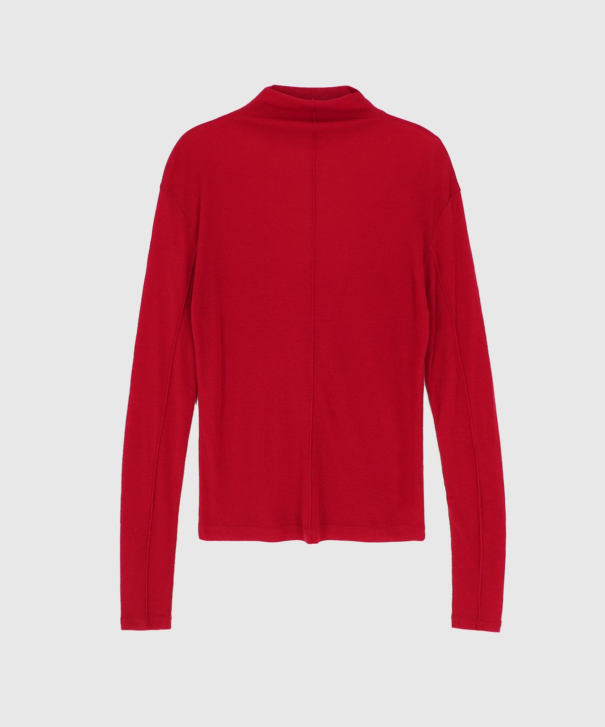시그레이트(SIGREAT) SHEER MOCK-NECK PIN-TUCK TEE_RED