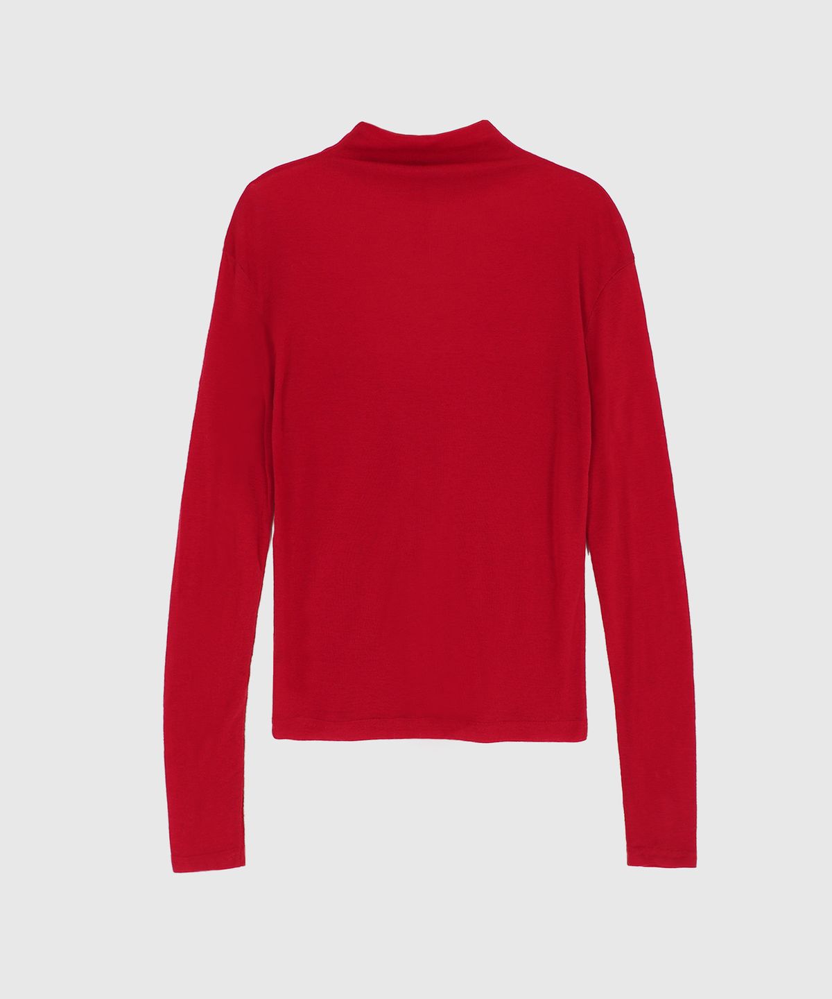시그레이트(SIGREAT) SHEER MOCK-NECK PIN-TUCK TEE_RED
