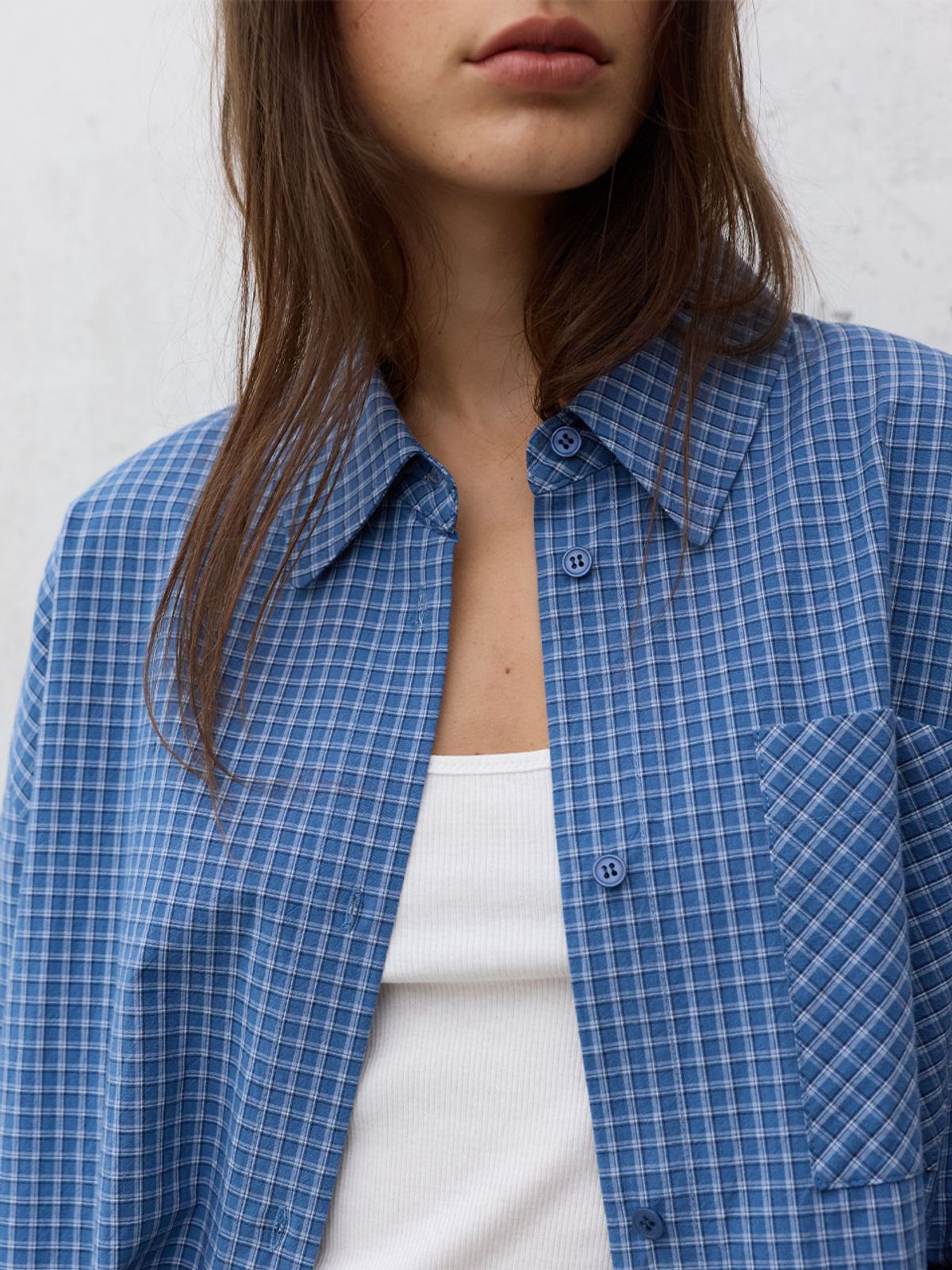 레이브(RAIVE) Oversized Check Shirts in Blue VW6AB910-22