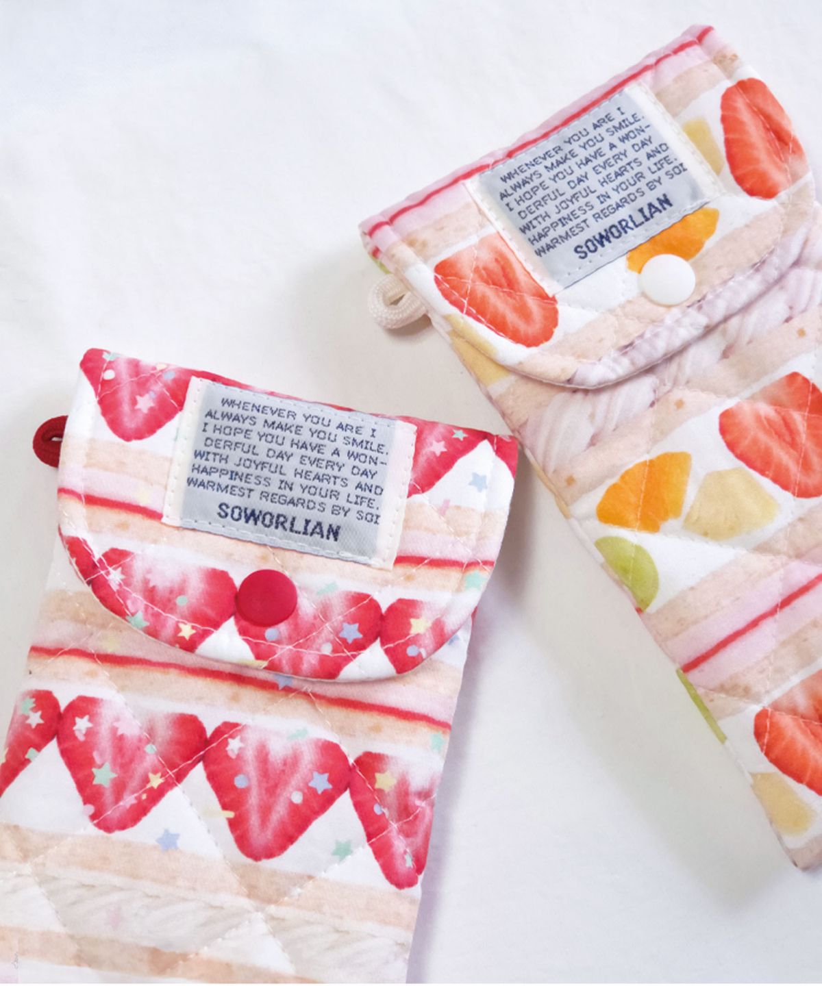 소월리안(SOWORLIAN) 똑딱필통 펜슬파우치_Fruit Sando Strawberry, Fruit Mix