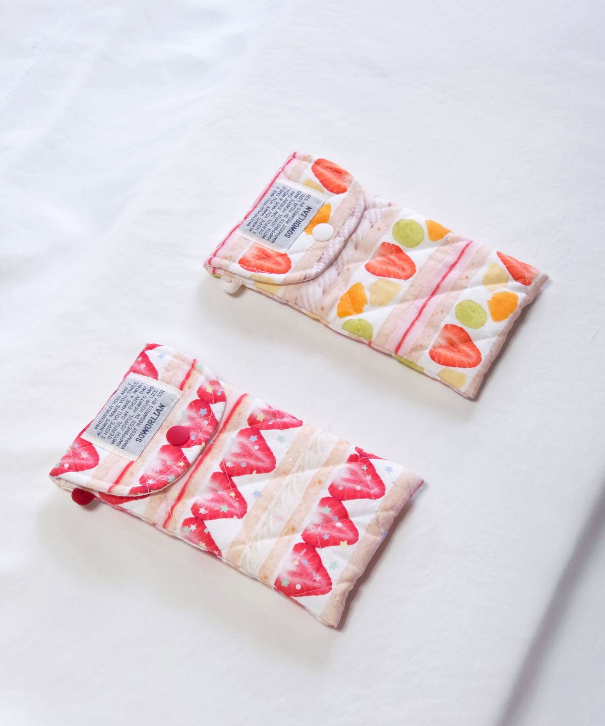 소월리안(SOWORLIAN) 똑딱필통 펜슬파우치_Fruit Sando Strawberry, Fruit Mix