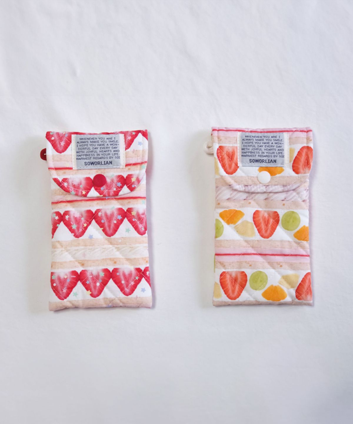 소월리안(SOWORLIAN) 똑딱필통 펜슬파우치_Fruit Sando Strawberry, Fruit Mix
