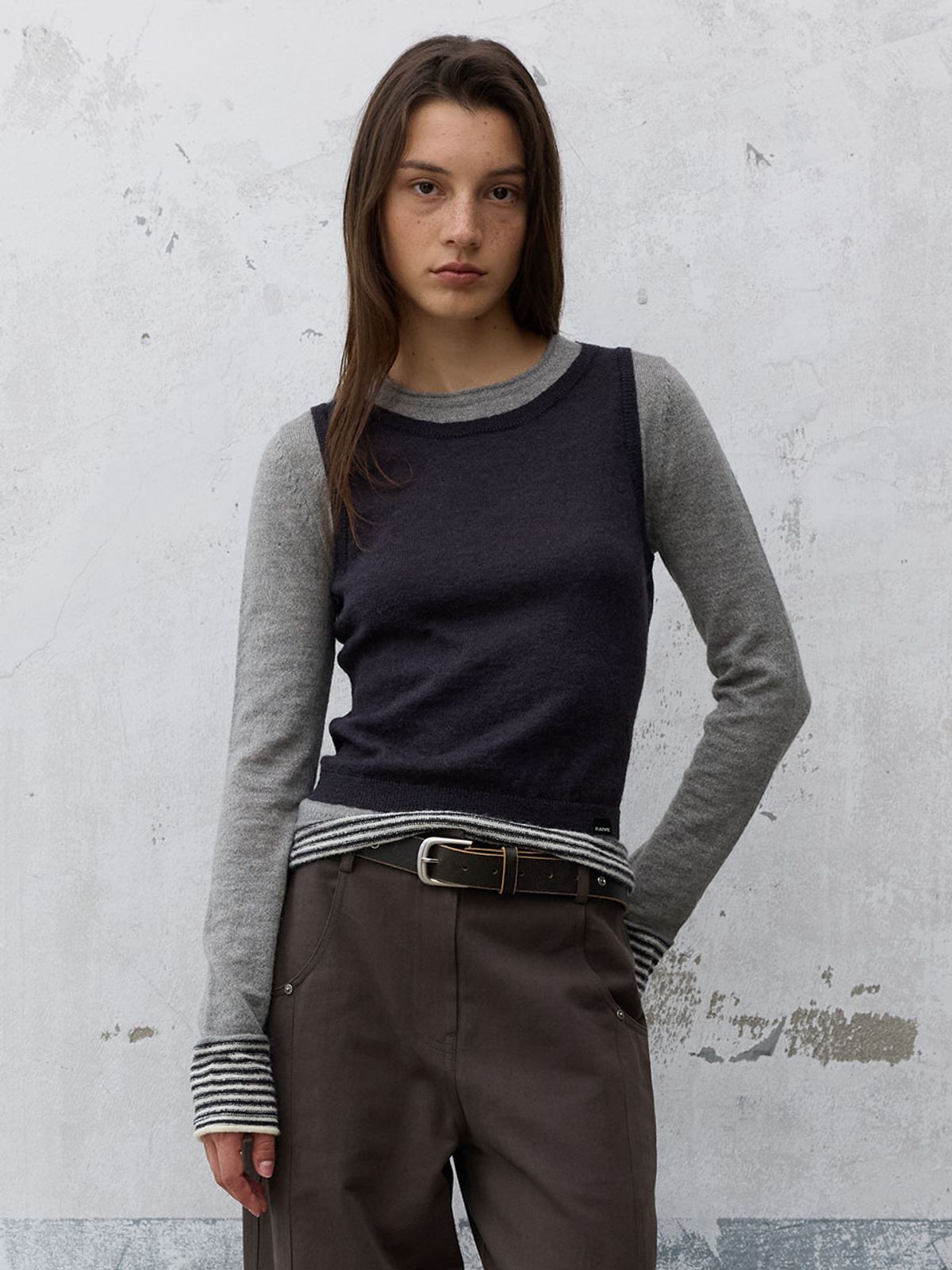 레이브(RAIVE) Mohair Blended Layered Knit VK6AP975_2color