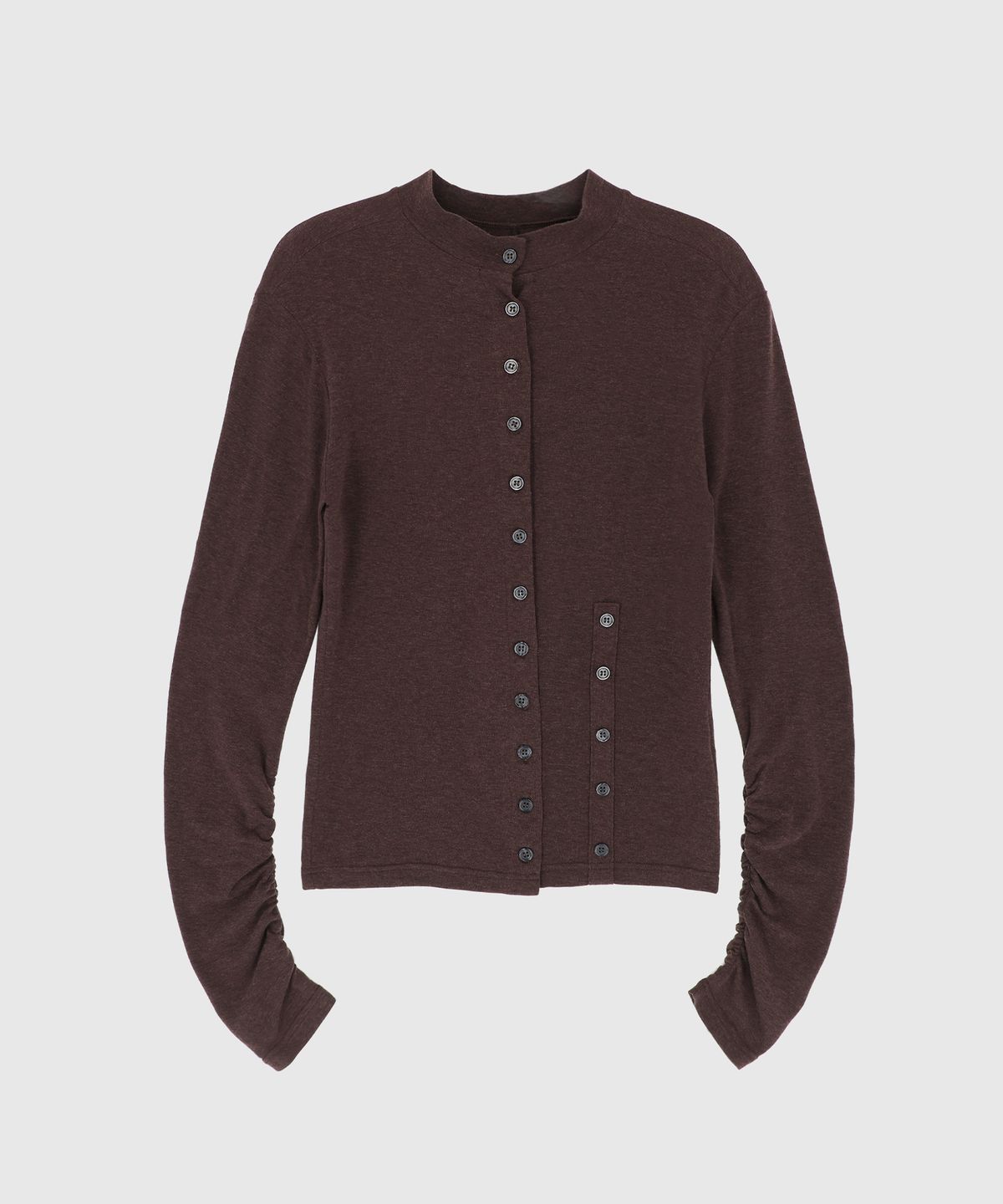 시그레이트(SIGREAT) MOCK-NECK BUTTON CARDIGAN_BROWN
