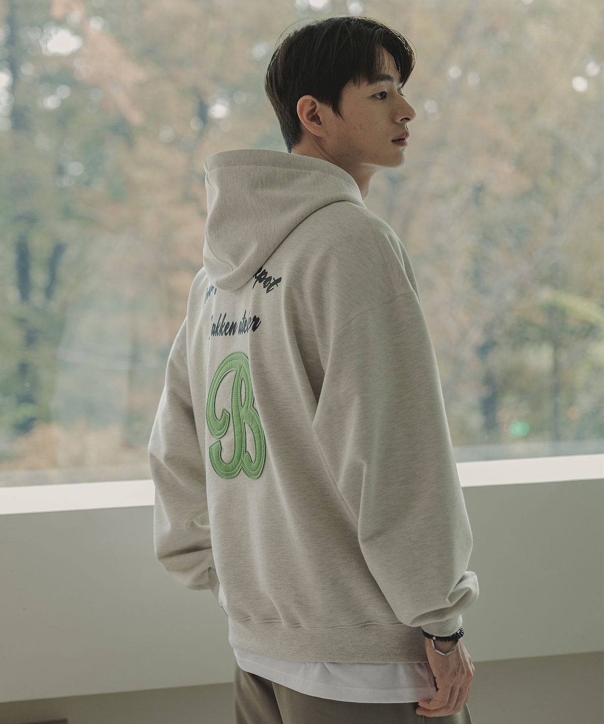 바켄(BAKKEN) [MEN] B SYMBOL 아플리케 후디 BK6989 (3COLOR)